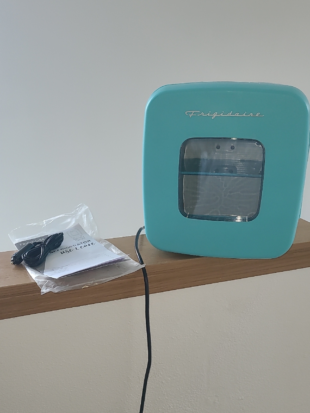 Frigidaire Mini Fridge in Aqua with Blue Accent